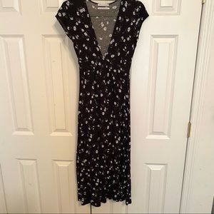 UO Ditzy Floral Knit Dress with Deep V Neck